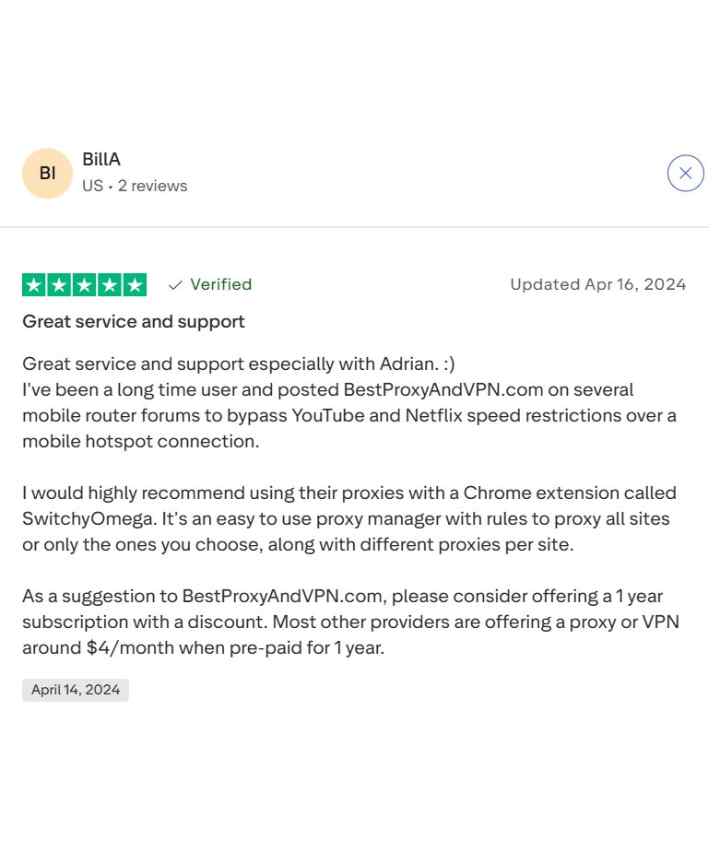 Customer testimonial