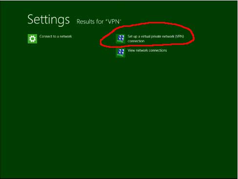 Windows 8 VPN search results