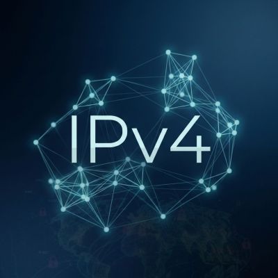 Abstract network grid with densely clustered nodes and connections, representing IPv4’s limited address space and constrained allocation model.